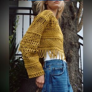 Zara macrame fringed jacket,